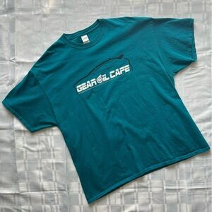 Gildan Gear Oil Cafe Blue Teal Car Graphic T-shirt